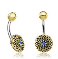 Load image into Gallery viewer, Bauchnabel Piercing Brass Edelstahl Dahlie Stein - chic - net.de
