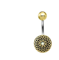 Load image into Gallery viewer, Bauchnabel Piercing Brass Edelstahl Dahlie Stein - chic - net.de
