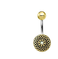 Load image into Gallery viewer, Bauchnabel Piercing Brass Edelstahl Dahlie Stein - chic - net.de

