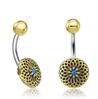 Load image into Gallery viewer, Bauchnabel Piercing Brass Edelstahl Dahlie Stein - chic - net.de
