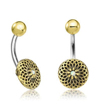 Load image into Gallery viewer, Bauchnabel Piercing Brass Edelstahl Dahlie Stein - chic - net.de
