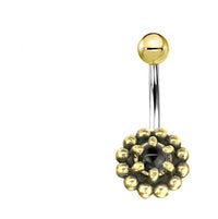 Load image into Gallery viewer, Bauchnabel Piercing Brass Edelstahl Punkteblume Stein - chic - net.de
