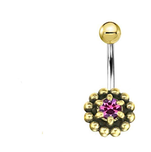 Bauchnabel Piercing Brass Edelstahl Punkteblume Stein - chic - net.de