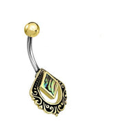Load image into Gallery viewer, Bauchnabel Piercing Brass Edelstahl Raute verziert Shell - chic - net.de
