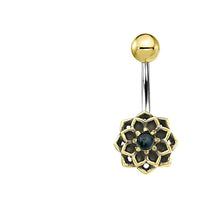Load image into Gallery viewer, Bauchnabel Piercing Brass Edelstahl Stern Blume Stein - chic - net.de
