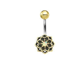 Load image into Gallery viewer, Bauchnabel Piercing Brass Edelstahl Stern Blume Stein - chic - net.de
