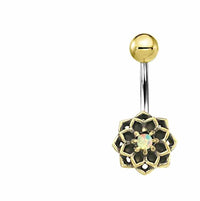 Load image into Gallery viewer, Bauchnabel Piercing Brass Edelstahl Stern Blume Stein - chic - net.de
