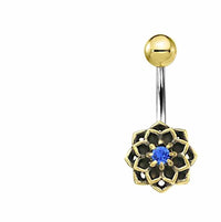 Load image into Gallery viewer, Bauchnabel Piercing Brass Edelstahl Stern Blume Stein - chic - net.de
