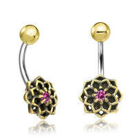 Load image into Gallery viewer, Bauchnabel Piercing Brass Edelstahl Stern Blume Stein - chic - net.de
