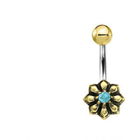 Load image into Gallery viewer, Bauchnabel Piercing Brass Edelstahl Sternblume Stein - chic - net.de
