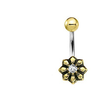 Load image into Gallery viewer, Bauchnabel Piercing Brass Edelstahl Sternblume Stein - chic - net.de
