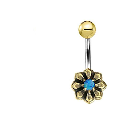 Bauchnabel Piercing Brass Edelstahl Sternblume Stein - chic - net.de