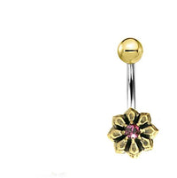 Load image into Gallery viewer, Bauchnabel Piercing Brass Edelstahl Sternblume Stein - chic - net.de

