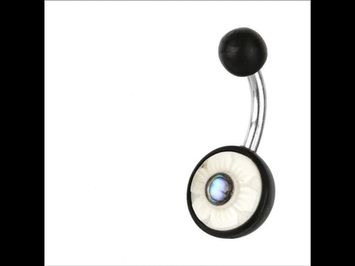 Bauchnabel Piercing Edelstahl Arangholz Bone Blume - chic - net.de