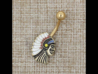 Load image into Gallery viewer, Bauchnabel Piercing Edelstahl Indianer gold - chic - net.de
