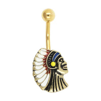 Load image into Gallery viewer, Bauchnabel Piercing Edelstahl Indianer gold - chic - net.de
