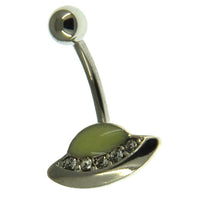 Load image into Gallery viewer, Bauchnabelpiercing aus Edelstahl Alien leuchtet - chic - net.de
