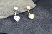 Load image into Gallery viewer, Bauchnabelpiercing aus Edelstahl Glaskristall Herz Gold PVD - chic - net.de
