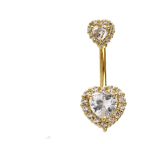 Bauchnabelpiercing aus Edelstahl Glaskristall Herz Gold PVD - chic - net.de