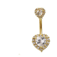 Load image into Gallery viewer, Bauchnabelpiercing aus Edelstahl Glaskristall Herz Gold PVD - chic - net.de
