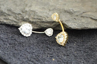 Load image into Gallery viewer, Bauchnabelpiercing aus Edelstahl Glaskristall Herz Gold PVD - chic - net.de
