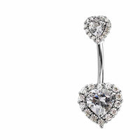 Load image into Gallery viewer, Bauchnabelpiercing aus Edelstahl Glaskristall Herz Gold PVD - chic - net.de
