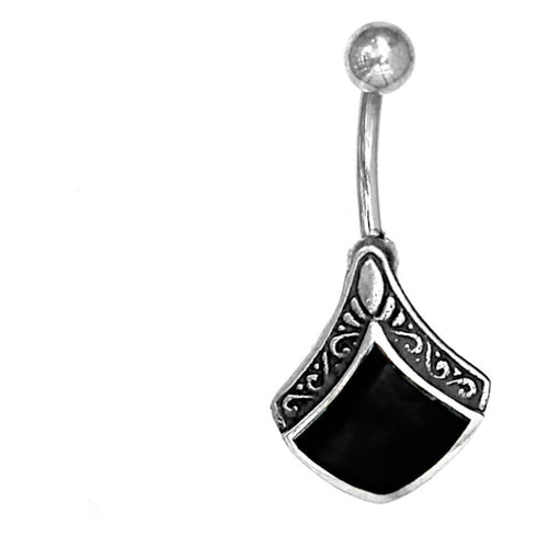 Bauchnabelpiercing aus Edelstahl Silber mit Raute Inlay - chic - net.de