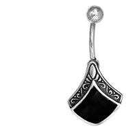 Load image into Gallery viewer, Bauchnabelpiercing aus Edelstahl Silber mit Raute Inlay - chic - net.de

