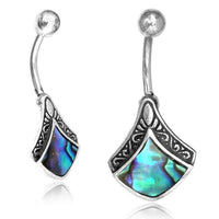 Load image into Gallery viewer, Bauchnabelpiercing aus Edelstahl Silber mit Raute Inlay - chic - net.de
