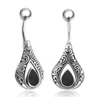 Load image into Gallery viewer, Bauchnabelpiercing aus Edelstahl Silber mit Tropfen Inlay - chic - net.de
