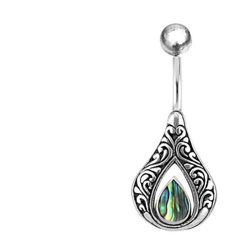 Bauchnabelpiercing aus Edelstahl Silber mit Tropfen Inlay - chic - net.de