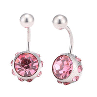 Load image into Gallery viewer, Bauchnabelpiercing Bananapiercing Edelstahl pink Zirkonia Steine 2 Kugeln - chic - net.de
