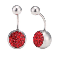 Load image into Gallery viewer, Bauchnabelpiercing Bananapiercing Edelstahl Zirkonia rot Steine rot 2 Kugeln - chic - net.de
