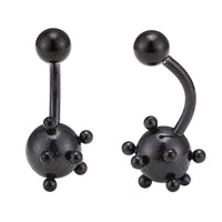 Cargar imagen en el visor de la galería, Bauchnabelpiercing Bananenpiercing Edelstahl schwarz kleine und große kugeln - chic - net.de
