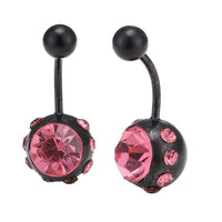 Load image into Gallery viewer, Bauchnabelpiercing Bananenpiercing Rosa Zirkonia Steine Edelstahl schwarz - chic - net.de
