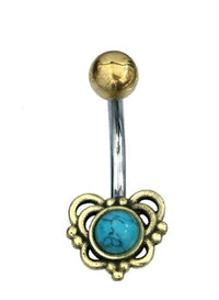 Load image into Gallery viewer, Bauchnabelpiercing Blume Edelstahl Stein Messing - chic - net.de
