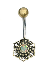 Load image into Gallery viewer, Bauchnabelpiercing Blume Edelstahl Stein Messing - chic - net.de
