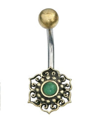 Load image into Gallery viewer, Bauchnabelpiercing Blume Edelstahl Stein Messing - chic - net.de
