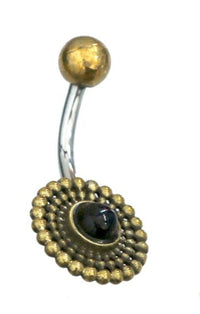 Load image into Gallery viewer, Bauchnabelpiercing Blume Edelstahl Stein Messing - chic - net.de
