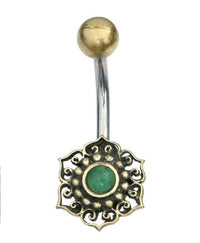 Load image into Gallery viewer, Bauchnabelpiercing Blume Edelstahl Stein Messing - chic - net.de
