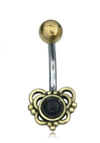 Load image into Gallery viewer, Bauchnabelpiercing Blume Edelstahl Stein Messing - chic - net.de
