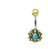 Load image into Gallery viewer, Bauchnabelpiercing Brass Edelstahl gold Lotus Stein - chic - net.de

