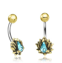 Load image into Gallery viewer, Bauchnabelpiercing Brass Edelstahl gold Lotus Stein - chic - net.de
