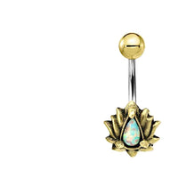 Load image into Gallery viewer, Bauchnabelpiercing Brass Edelstahl gold Lotus Stein - chic - net.de
