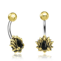 Load image into Gallery viewer, Bauchnabelpiercing Brass Edelstahl gold Lotus Stein - chic - net.de
