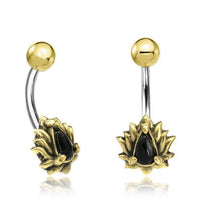 Load image into Gallery viewer, Bauchnabelpiercing Brass Edelstahl gold Lotus Stein - chic - net.de
