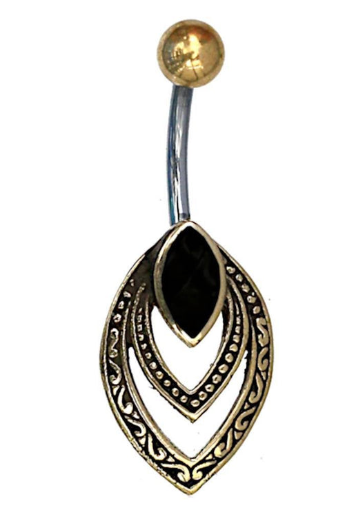 Bauchnabelpiercing Edelstahl Brass Doppelmandel Inlay - chic - net.de