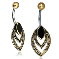 Load image into Gallery viewer, Bauchnabelpiercing Edelstahl Brass Doppelmandel Inlay - chic - net.de
