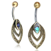 Load image into Gallery viewer, Bauchnabelpiercing Edelstahl Brass Doppelmandel Inlay - chic - net.de
