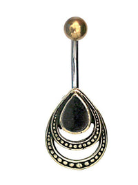 Load image into Gallery viewer, Bauchnabelpiercing Edelstahl Brass Doppelträne Inlay - chic - net.de
